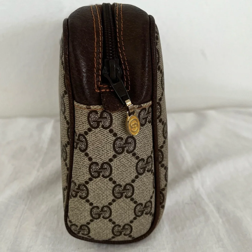 Rare Gucci GG Supreme Sherry Line Cosmetic Pouch Original Interior Late 70s-80